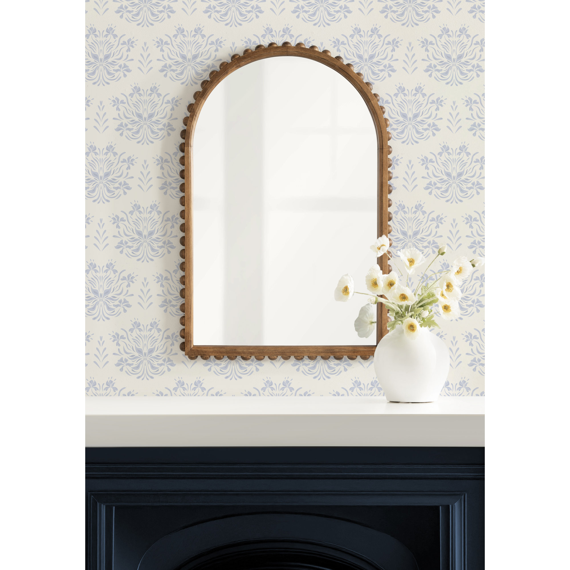 Beadbrook Wooden Beaded Arch Mirror, Brown Wood, 30" x 20"