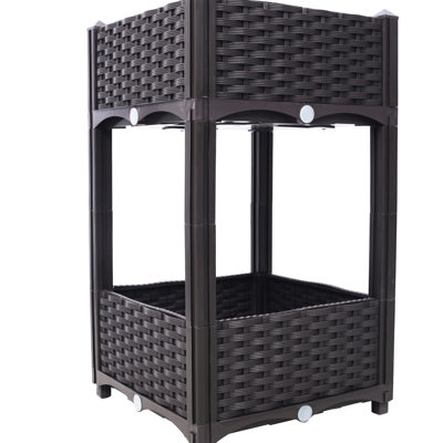 Brown Planter Boxes For Outdoor Decoration - 15.7"X15.7"X27.7 Elevated Flower 15.7"X15.7"X27.7", Brown, Floral Delight
