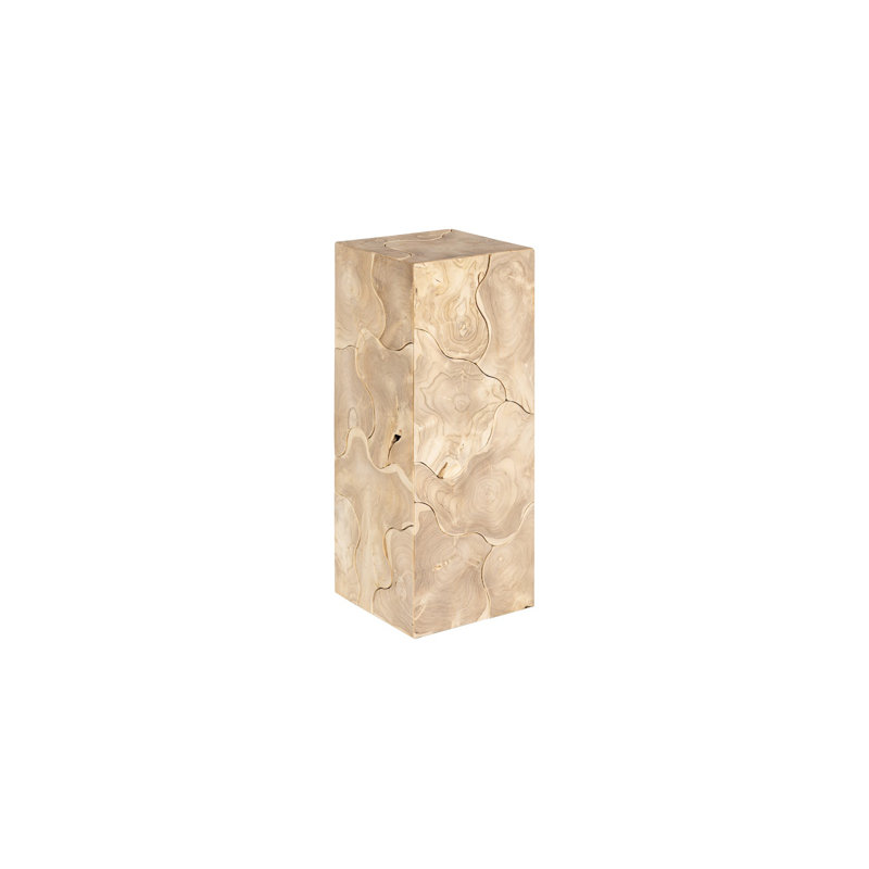 Piédestal en teck, carré, blanchi, H 32 po x l 12 po x P 12 po