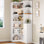 Bibliothèque en coin de 33 po x H 76 po avec 2 tiroirs, 7 tablettes en forme de L avec 10 espaces de rangement ouverts, armoire de coin moderne pour le salon, le bureau personnel