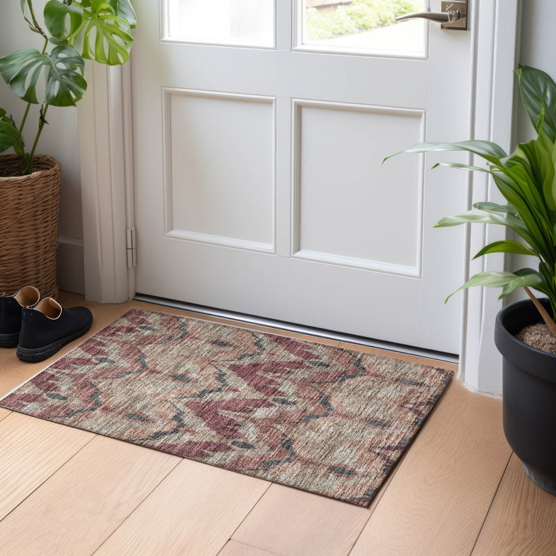 Premium Machine Washable Prisco Burgundy Rug, Rectangle 1'8" x 2'6"