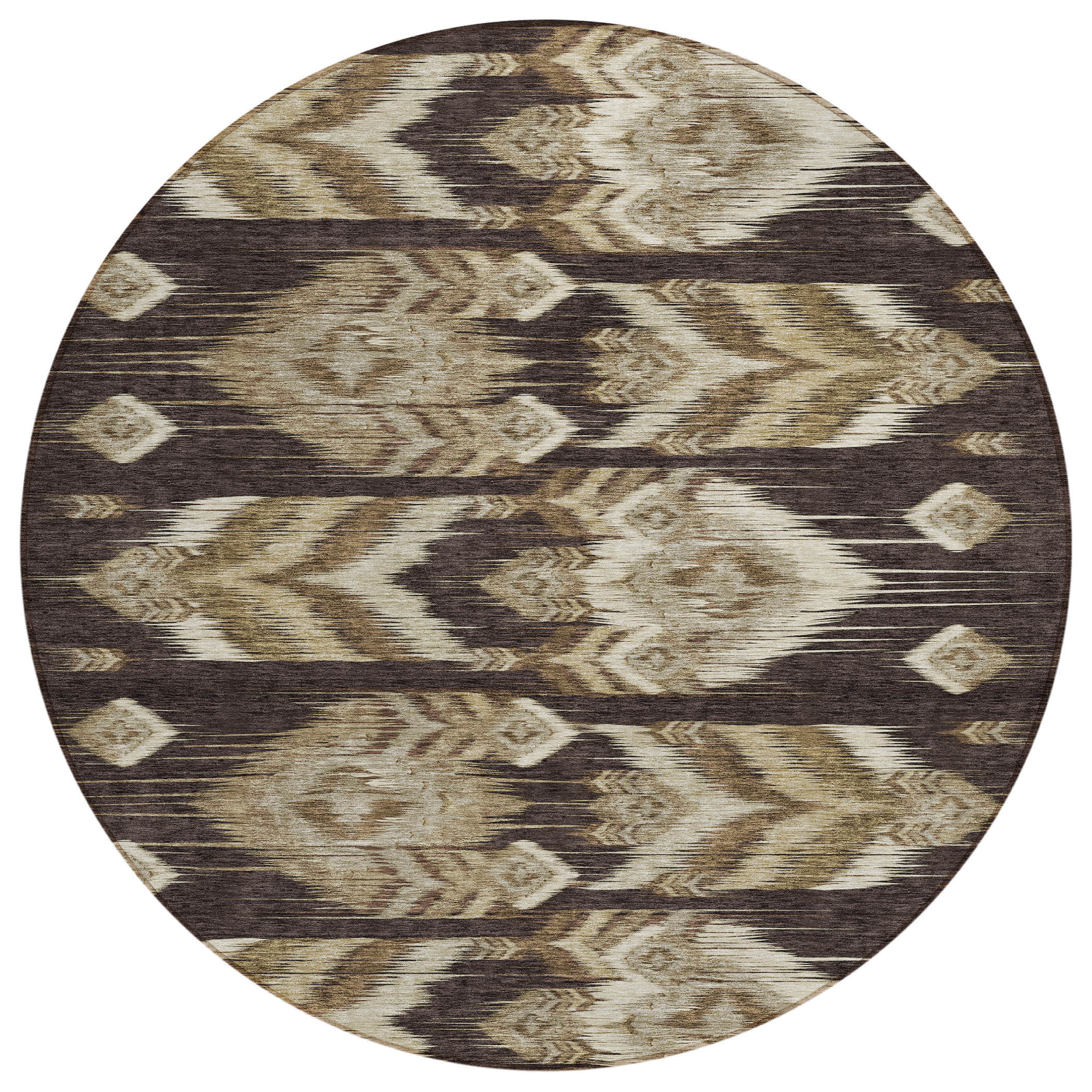 HomeRoots 8' Brown Beige Round Southwestern Washable Indoor Outdoor ...