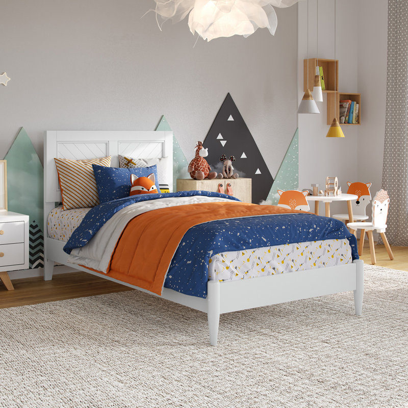 Pascarella Solid Wood Low Profile Platform Bed, Twin, White