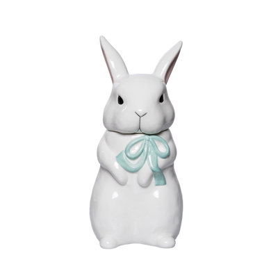 Ceramic Mint Julep Bunny Cookie Jar, White, Ceramic, Table, Kitchen, Easter, Tabletop