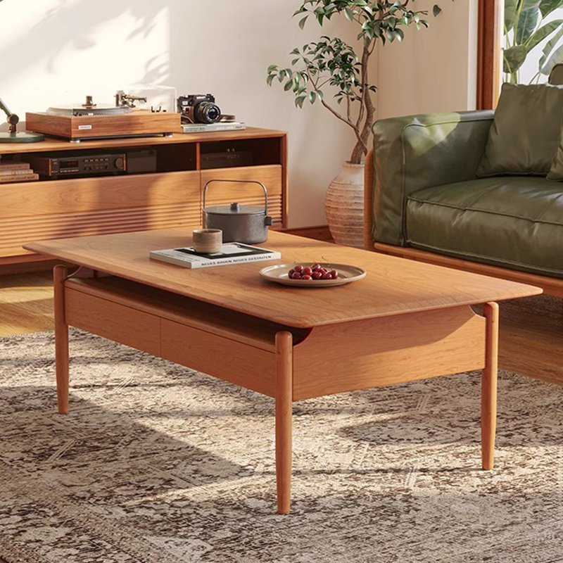 Modern and simple solid wood coffee table, 17.7" H x 43.3" L x 21.7" W