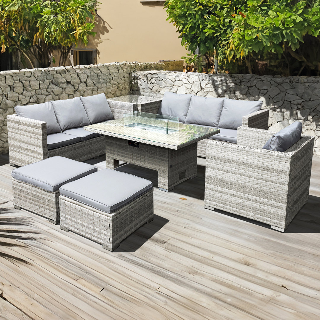 9-Sitzer Lounge-Set Malta aus Rattan mit Polster