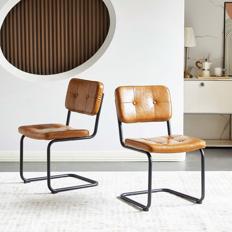 Ensemble de chaises de salle à manger de style simple et moderne avec tuyaux, Brun, 2