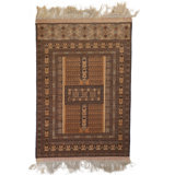 Global Rug One-of-a-Kind Hand-Knotted Hachlu Brown/Black 4'7" x 5'7" Wool Area Rug