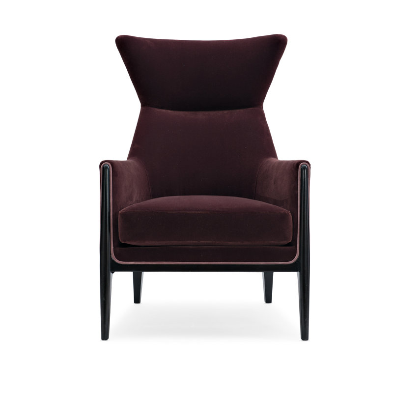 Modern Edge Upholstered Wingback Chair, Burgundy