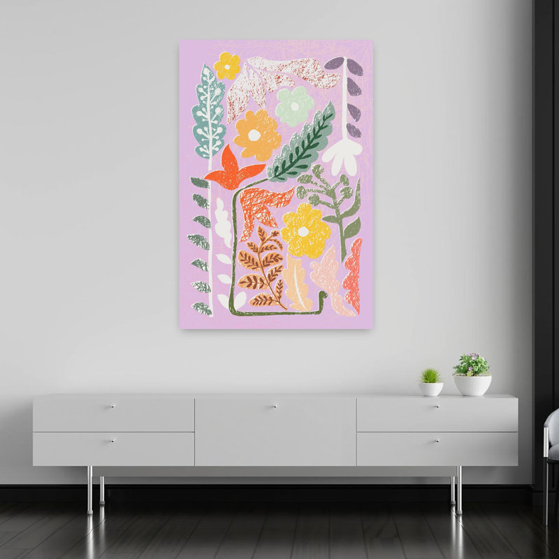 Art botanique coloré abstrait jardin coloré coloré nature, 60" H x 40" W