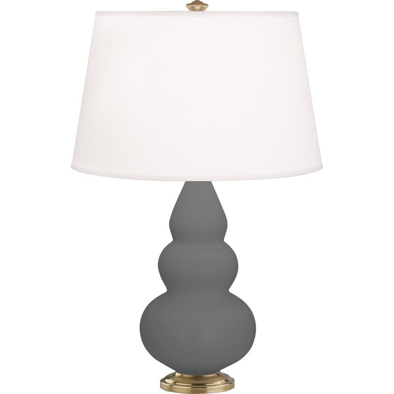 Small Triple Gourd Table Lamp, Antique Brass, Matte Ash