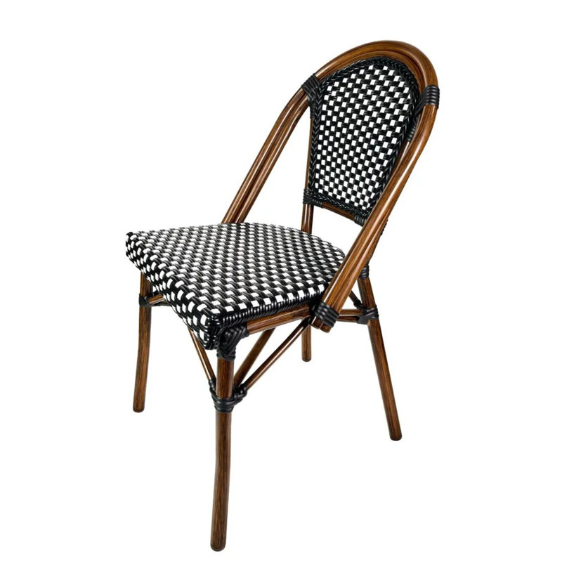 Ensemble de 2 chaises de patio sans accoudoirs, Chivari, Noir / blanc
