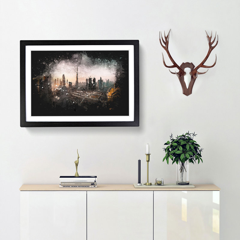 Burj Khalifa Dubai Skyline - Picture Frame Graphic Art Print, Black Framed, 62cm H x 87cm W x 2cm D
