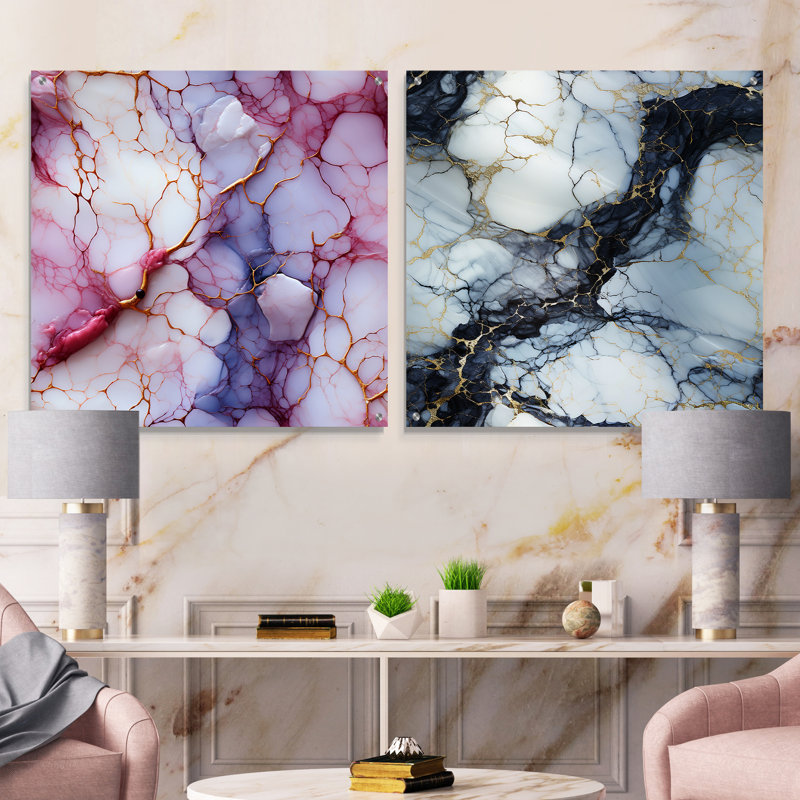 Kasterlee - Ensemble de 2 verres muraux abstraits en acrylique, H 16 po x l 33 po