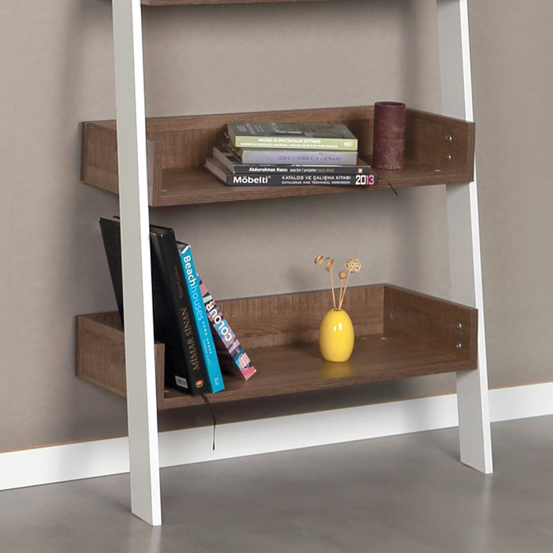 Bibliothèque moderne en chêne foncé 31,5 po x 76,8 po x 12,6 po | 100% panneau de particules enduit de mélamine, épaisseur: 0,7 pouce | Nombreuses tablettes pour le rangement et la présentation | Design élégant pour la maison et le bureau