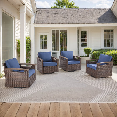 Arundel Outdoor Wicker Swivel Rocking Glider Chairs With Cushions (Set Of 4) by Red Barrel Studio