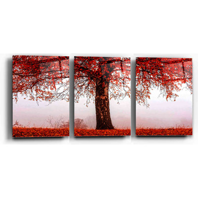 3 piece "Red Falling" Acrylic Wall Art, 42" x 20"