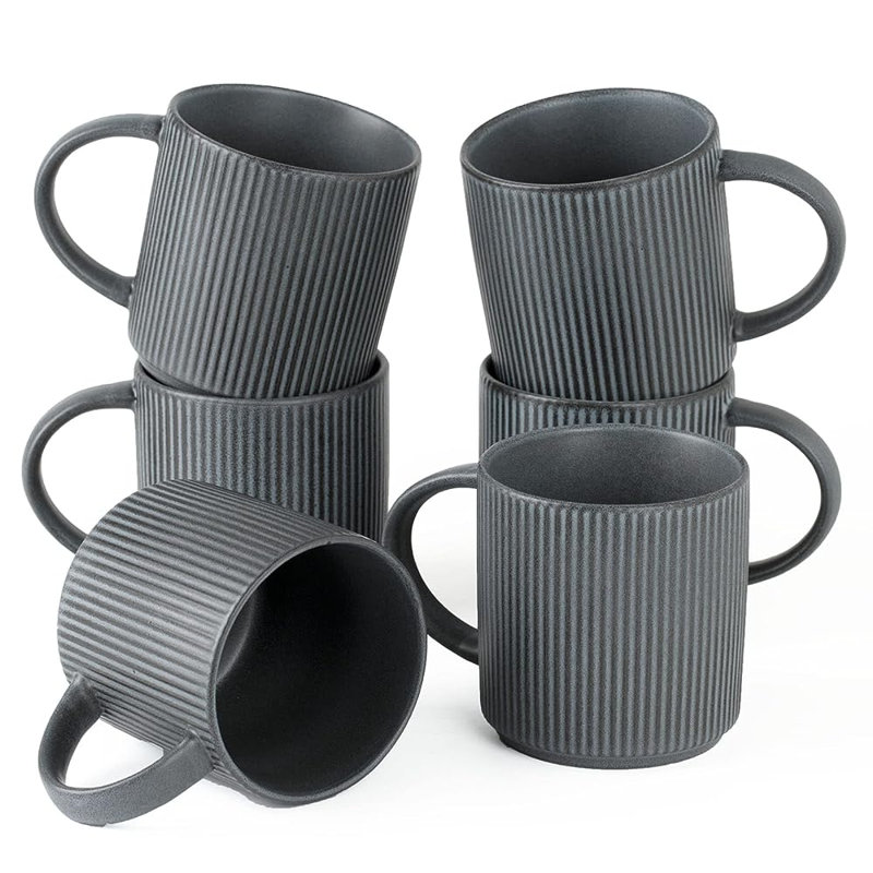 Coffee Mugs Set of 6, Matte Black