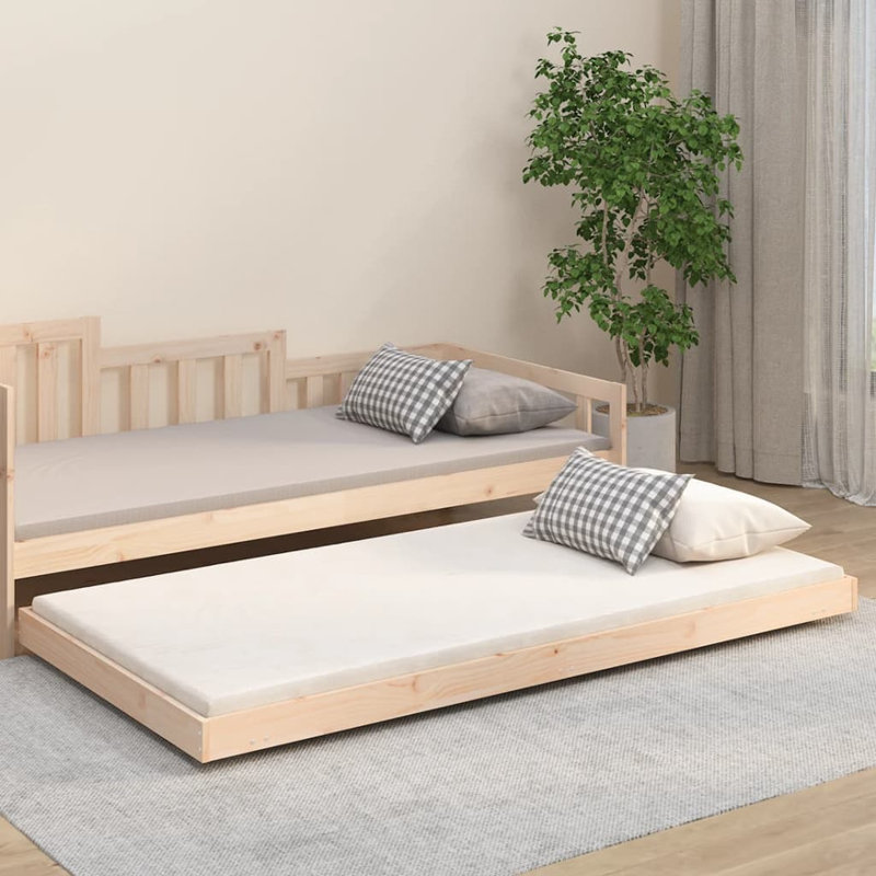Pente Solid Wood Bed, Brown, 100 x 200cm