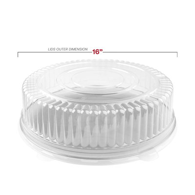Couvercles ronds transparents en plastique pour plateaux de 16 pouces - 25 couvercles