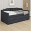 Lit de jour simple rembourré avec lit gigogne et trois tiroirs, canapé-lit, base de lit en bois avec accoudoirs inclinés, aucun sommier nécessaire-1404797764