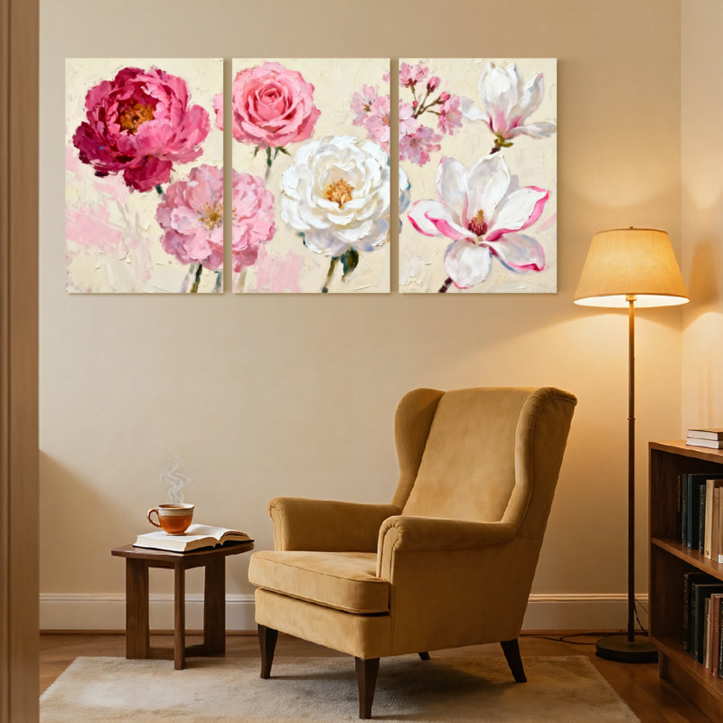 Plantes et fleurs, ensemble de 3 impressions sur toile, H 36 po x l 72 po