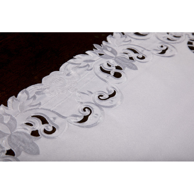 Chemin de table nappe brodéed Jamin, Blanc