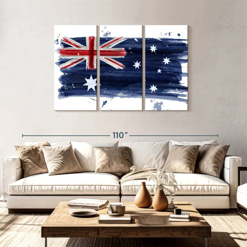 Borges Painted Australian Flag, 48" H x 74" W
