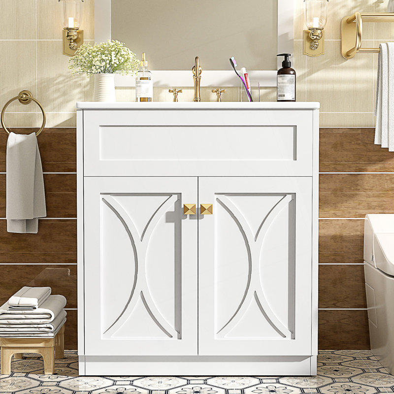 Ensemble de meuble-lavabo moderne autoportant avec meuble-lavabo en céramique
