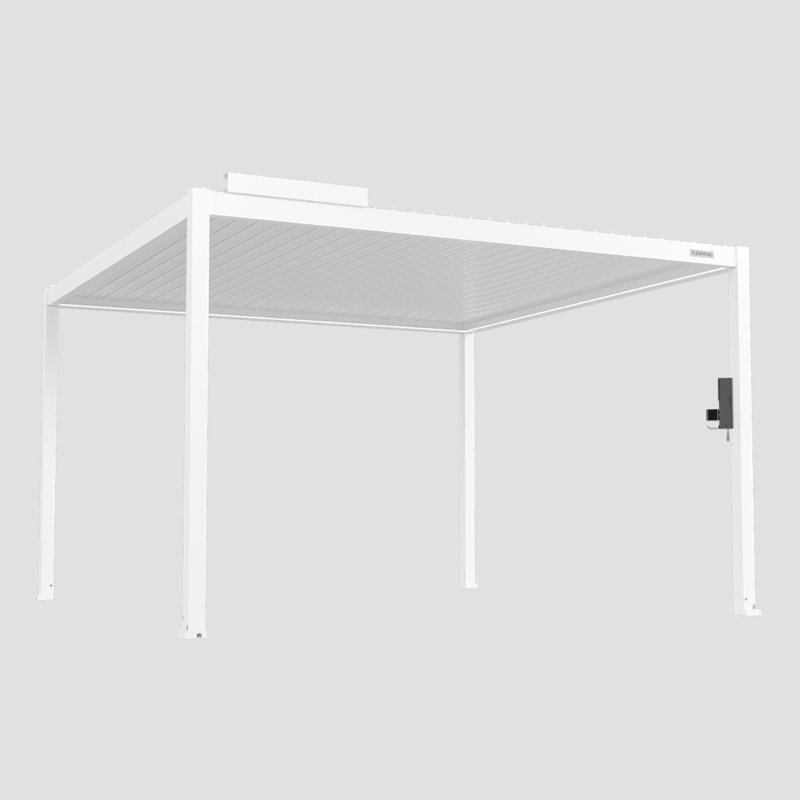 Flexpatio D POWER+ Motorized Pergola Outdoor Louvered Pergola, Aluminum Pergola For Patio, 13' W x 10' D, White