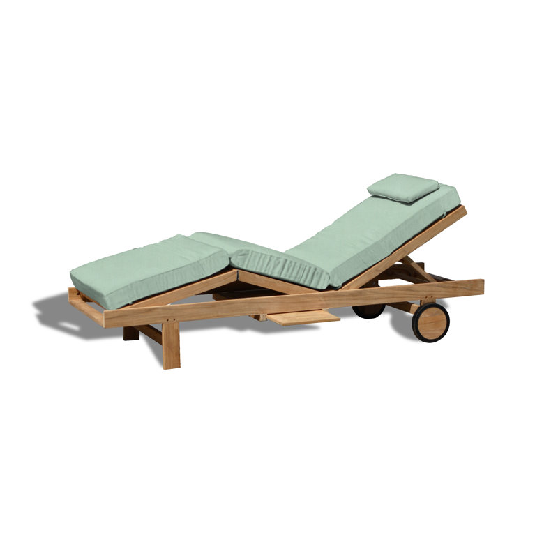 Quincy Outdoor Teak Chaise Lounge, Canvas Spa Sunbrella® Canvas