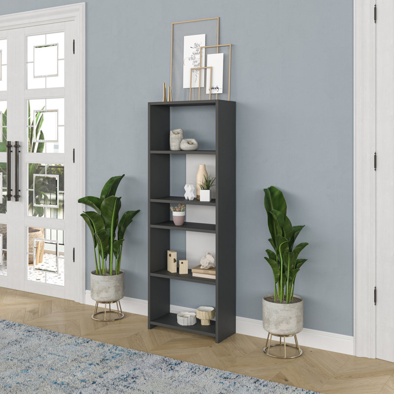 Bibliothèque standard H 63 po x l 22,4 po Amunra, Gris anthracite / blanc