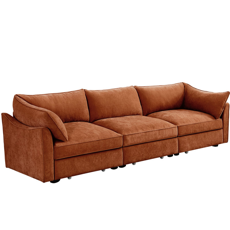3 places en chenille orange, repose-pieds et siège de rangement cachés, différentes tailles de repose-pieds lisses et doux, plusieurs options de couleurs