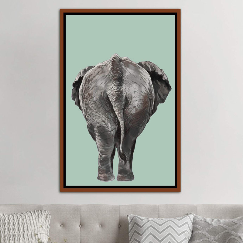 Art de bout éléphant, H 26 po x l 18 po x P 1,5 po, Toile avec cadre en bois classique