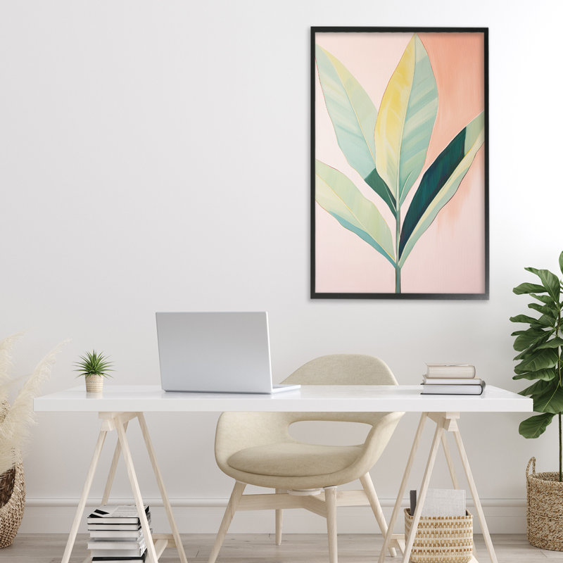 Giclée encadrée de palmiers tropicaux, H 30 po x l 20 po, Giclée encadrée noir minuit