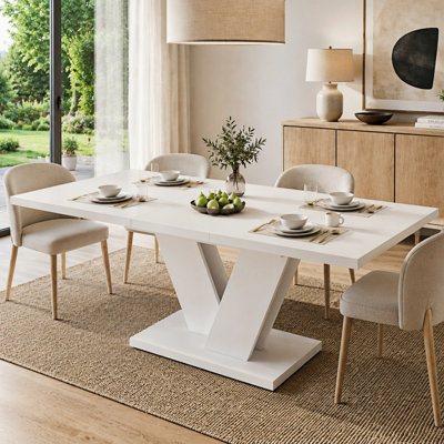 Extendable Dining Table 4-6 Seater V-Shaped Legs