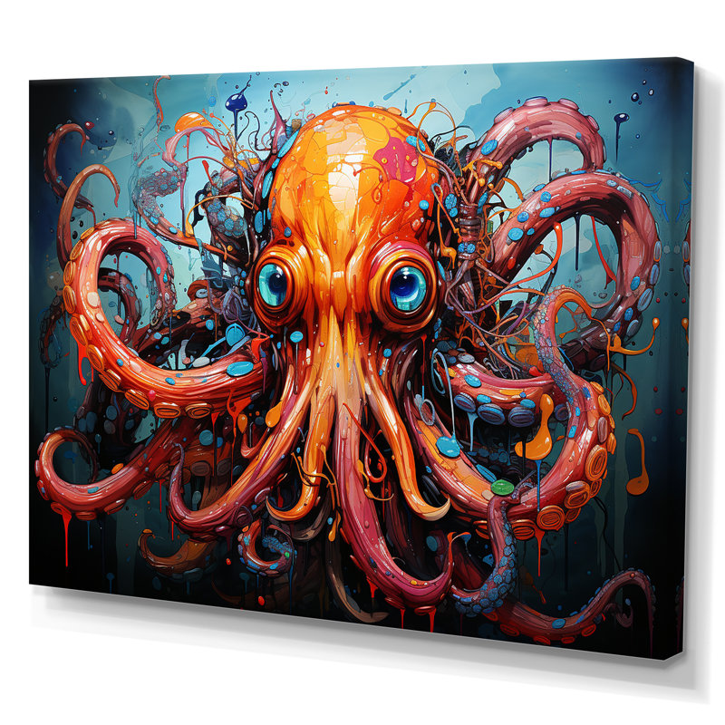 Octopus Expressionist Abyss, Toile tendue, H 24 po x l 32 po x P 1 po