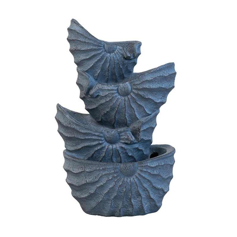 Decorative 4-Tier Nautilus Shell Water Fountain - 13.4" x 9.4" x 21.5" - Blue