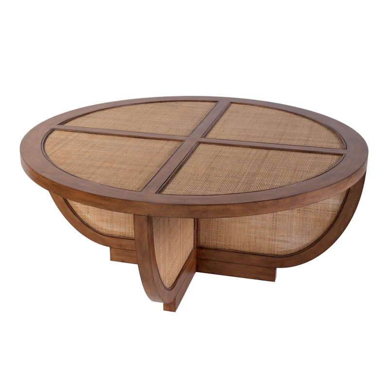 42 in. Round Wood and Mesh Coffee Table