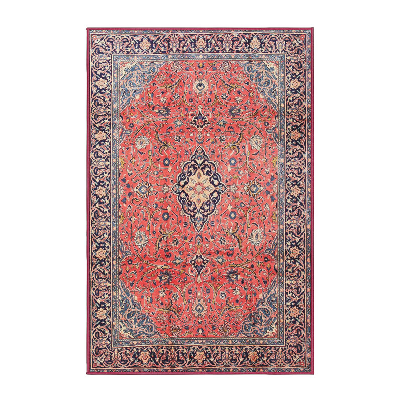 Rouge/bleu marine/Tapis décoratif bleu, Rectangle 8 pi x 12 pi