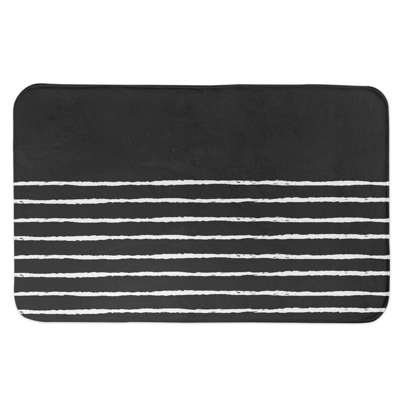 Stasya Microfiber / Microsuede Non-Slip Bath Rug, Black