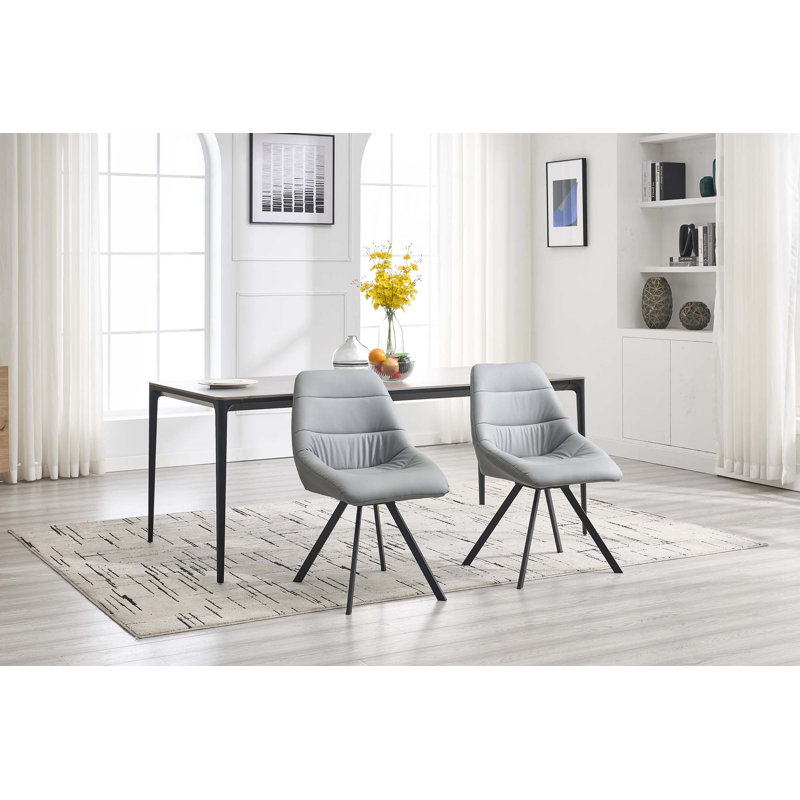 Ensemble de 2 chaises de salle à manger en tissu épaissi avec pieds en métal, Gris
