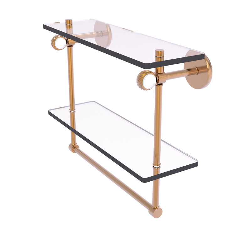 Tablette à 2 niveaux en verre Margolis, H 12,8 po x l 16 po x p 5,6 po, Bronze brossé