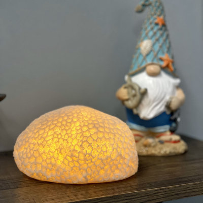 Lampe d'appoint en résine corail blanche à DEL avec minuterie de 6 heures, décor bord de mer, 6 pouces de large