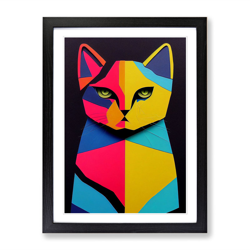 FRM-V0523-370X Cat Abstract Vol.3 - Single Picture Frame Print, Black Framed, 64cm H x 46cm W x 2cm D
