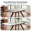 Table de salle à manger extensible 55 po à 79 po, plateau en pierre frittée d'aspect marbre, résistant à la chaleur et aux égratignures, sièges 4 à 6, base en bois robuste et en acier