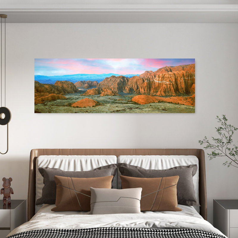 Cliffs In Snow Canyon State Park Washington County Utah USA by Leo L. Larson - Wrapped Canvas Panoramic Print