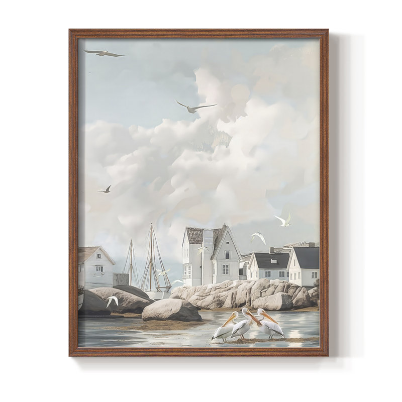 Fisherman's Way IV, reproduction encadrée - bois massif, Noyer, H 11 po x l 9 po