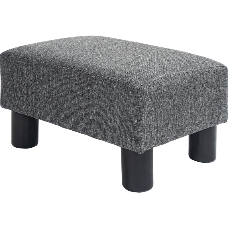 Foot Rest With Linen Upholstery, Charcoal Gray, Compact For Any Home, Comfortable Fabric Rest, Gray Shade, Daily Living,