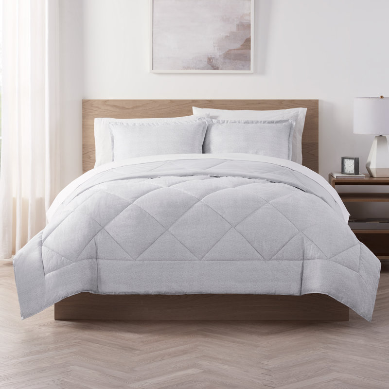 Serta Supersoft Cooling Bed Set, Reversible Comforter Set, Extra-long Twin, Light Gray